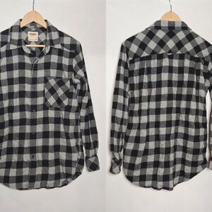 TNA Aritzia Brisco Buffalo Check Plaid Gray Black Long Sleeve‎ Flannel Button S